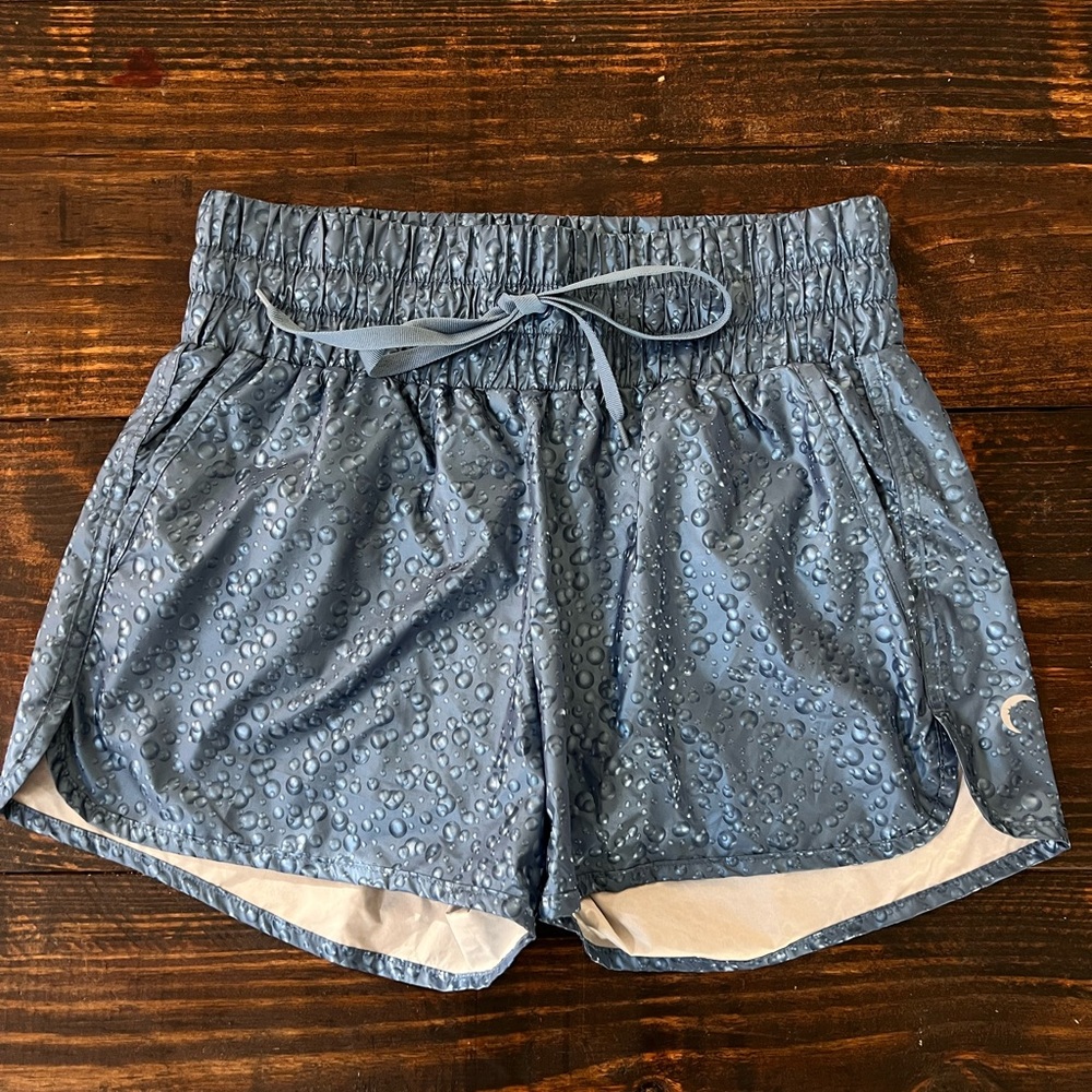Zyia Active Steel Blue Bubbles High Rise Bomber Shorts - Picture 4 of 7